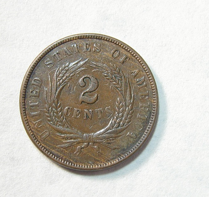 1864 TWO CENT PIECE - 2c - AU