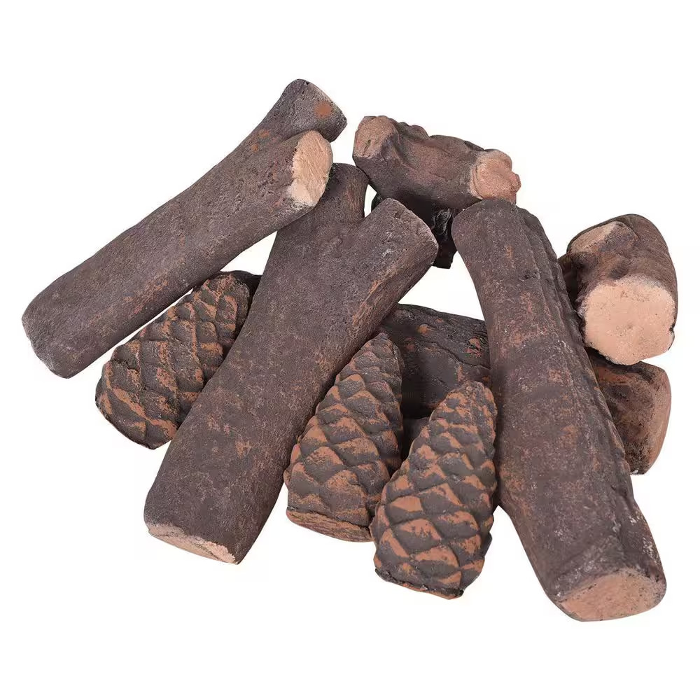 Ceramic Fireplace Imitation Wood Propane Log Set (9-Pieces)