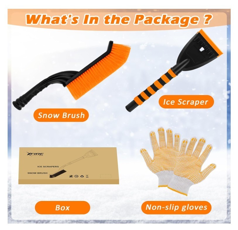 Car Snow Brush & Ice Scraper – 26.8" 2-in-1 Winter Windshield Tool