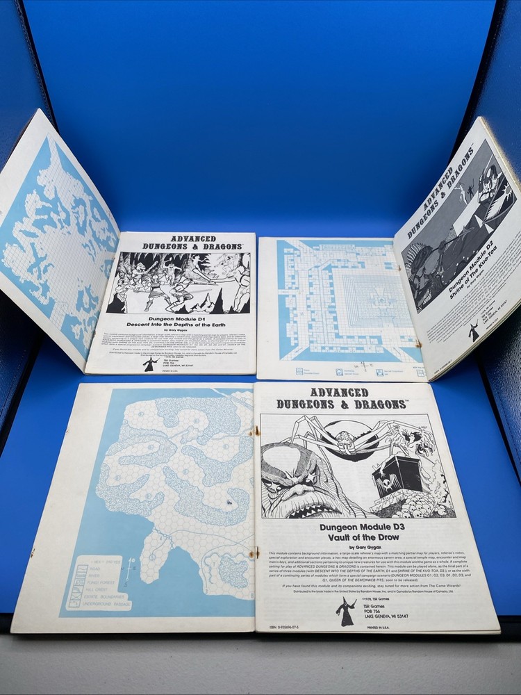 ADVANCED DUNGEONS & DRAGONS DUNGEON MODULE D1 D2 D3 COMPLETE MODULE SET TSR 1978