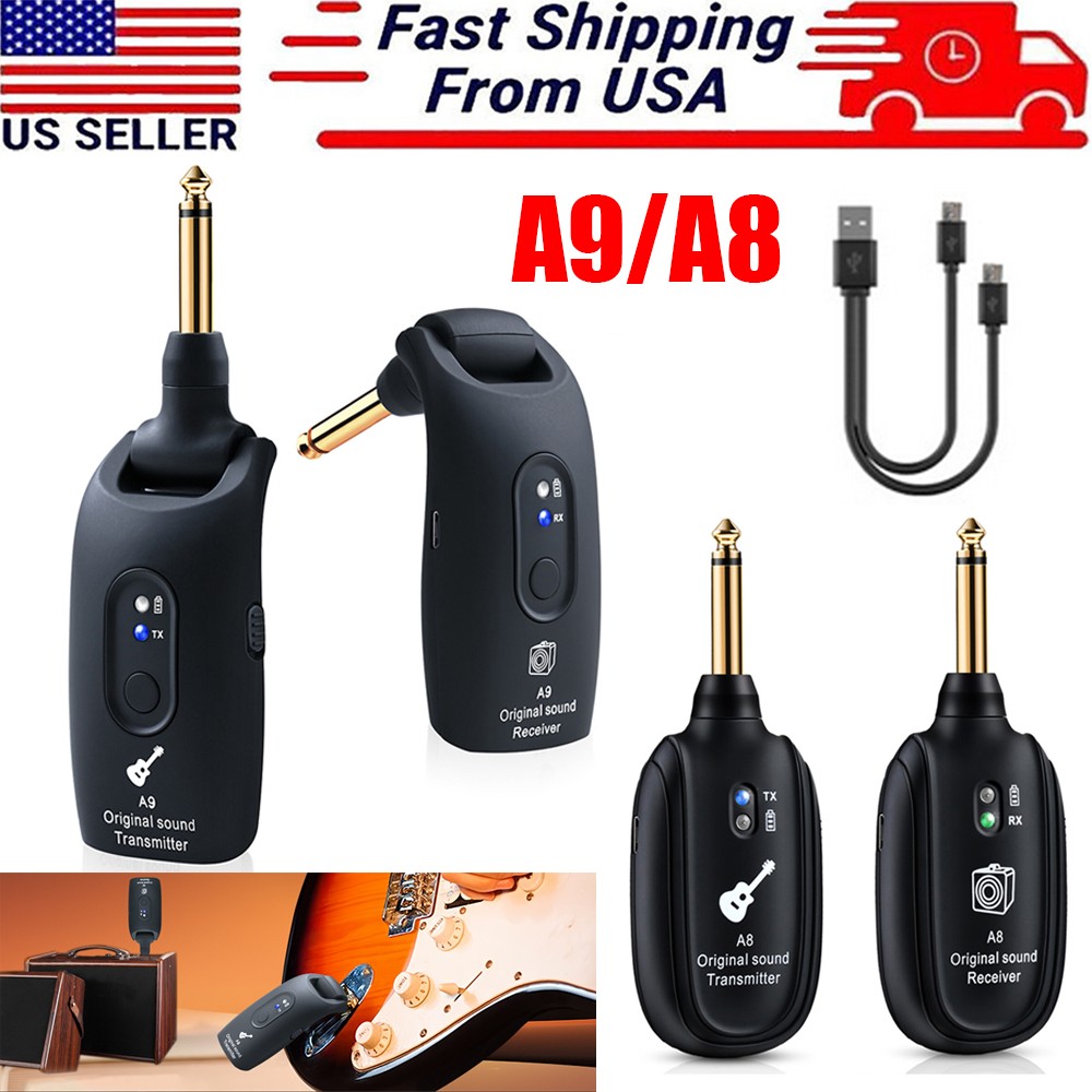 Wireless Guitar System Transmitter Receiver Audio Guitar 100ft  Rechargeable