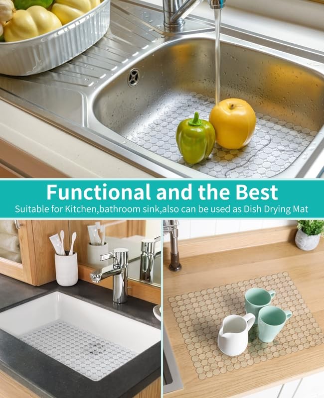 Bligli 2-Pack Kitchen Sink Mat: PVC Adjustable Sink Protector | Sink liner Pad |