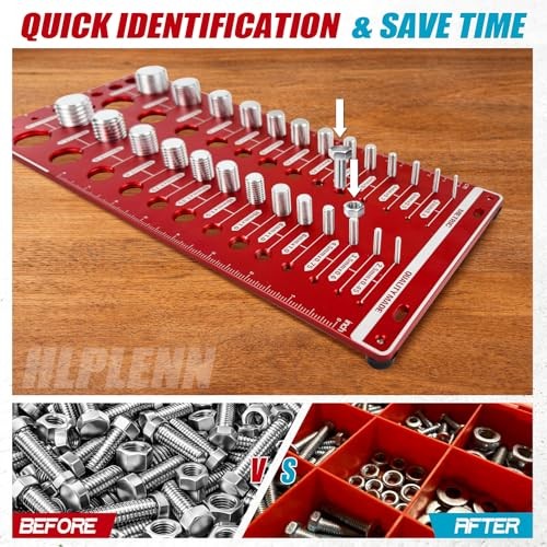 Nut and Bolt Thread Checker, 70 Size Bolt & Nut Identifier Board (26 Standard