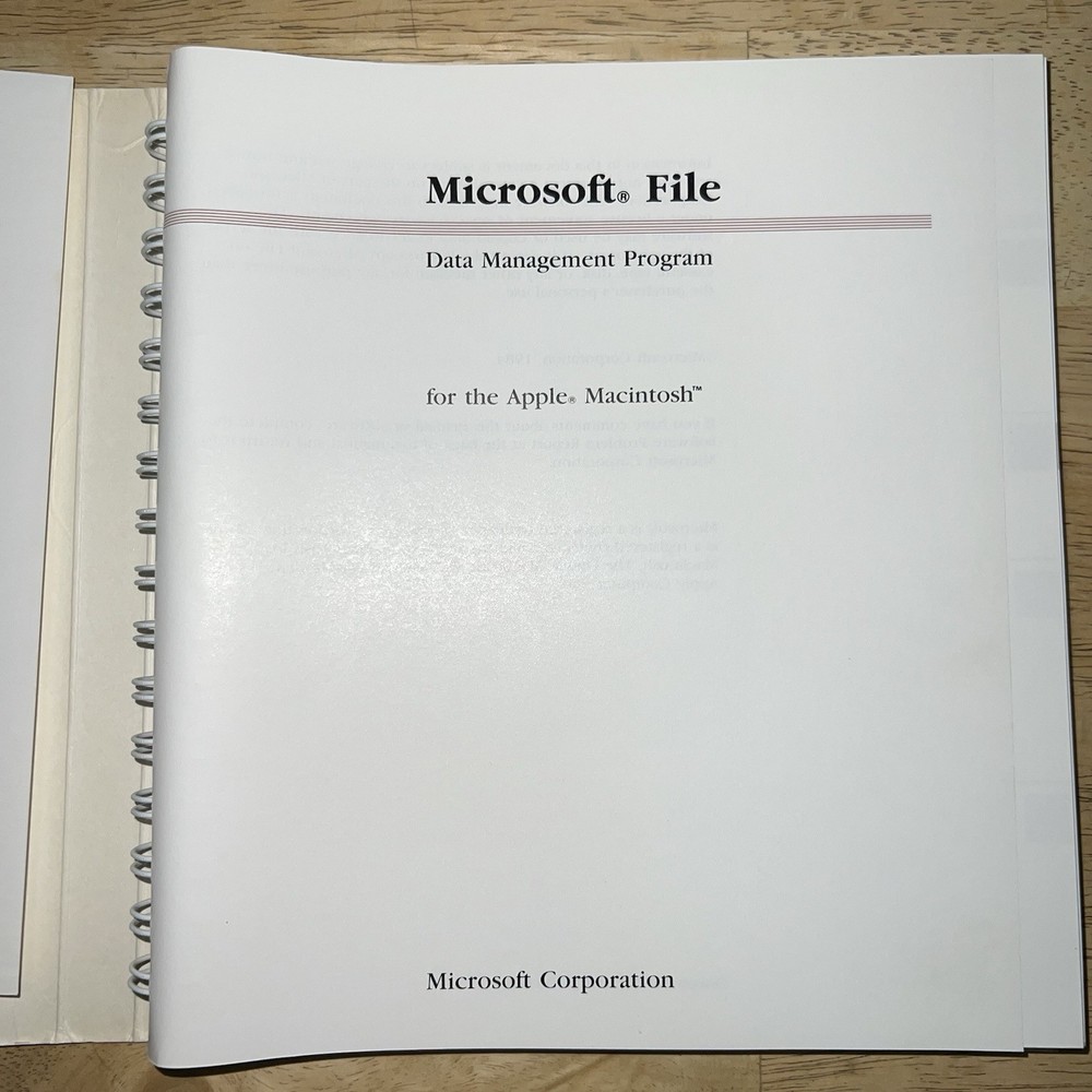 1984 Microsoft FILE Data Management Program MANUAL Only Macintosh 128K 512K RARE