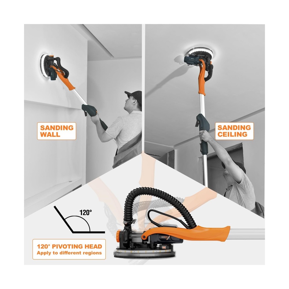 MAXXT Drywall Sander Electric Foldable Wall Sander With Vacuum Dust REAL self...