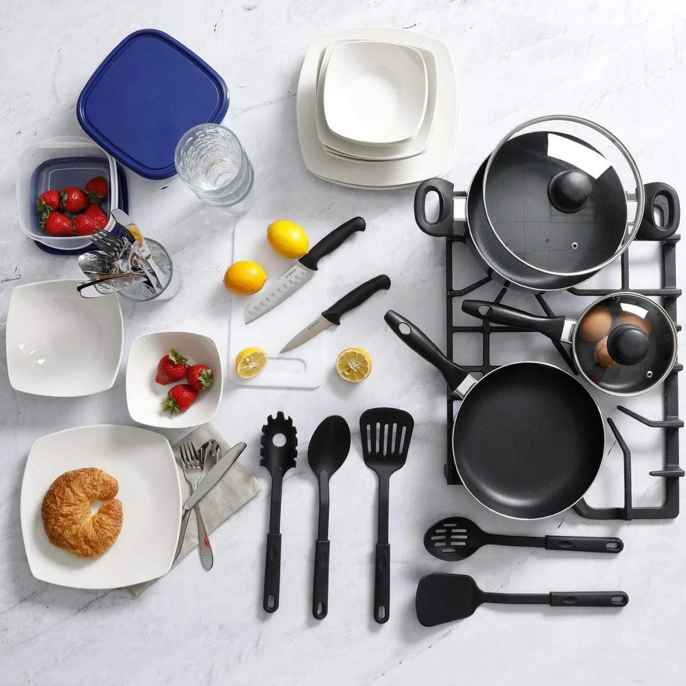 Gibson All U Need 45 Piece Dinnerware Cookware Combo Set White