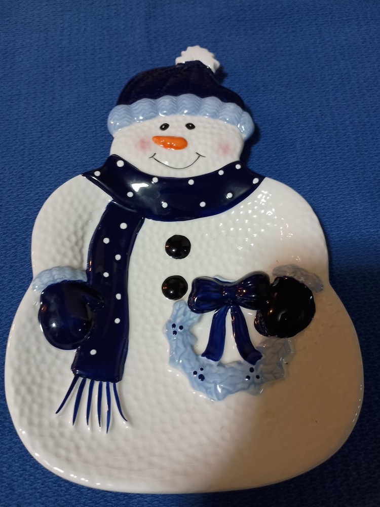 Small Snowman Platter Textured
