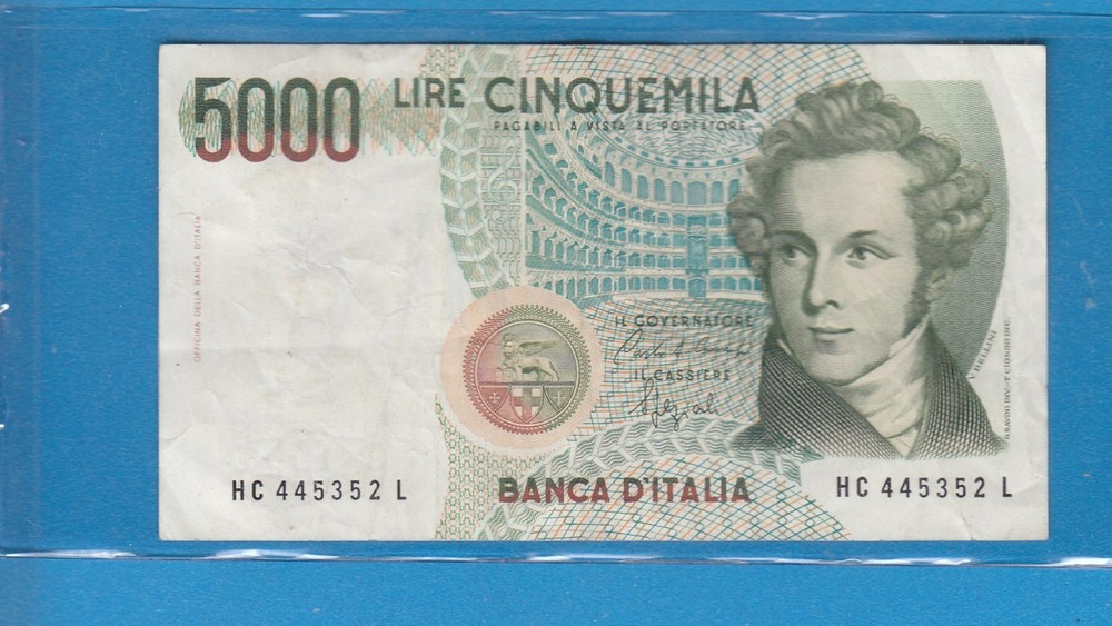 1985 Italy 5000 Lire Note