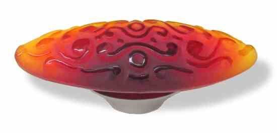 3-3/4" Betsy Fields Scroll Pull Amberina Red with Satin Nickel