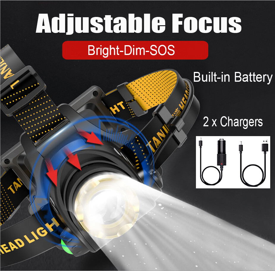 Brightness LED Headlight Headlamp Head Torch Flashlight Work Light Camping Lamp