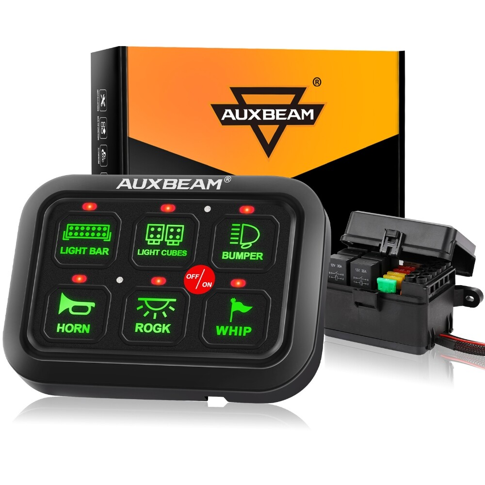AUXBEAM 6 Gang Switch Panel LED Light Electronic Relay Circuit Control System