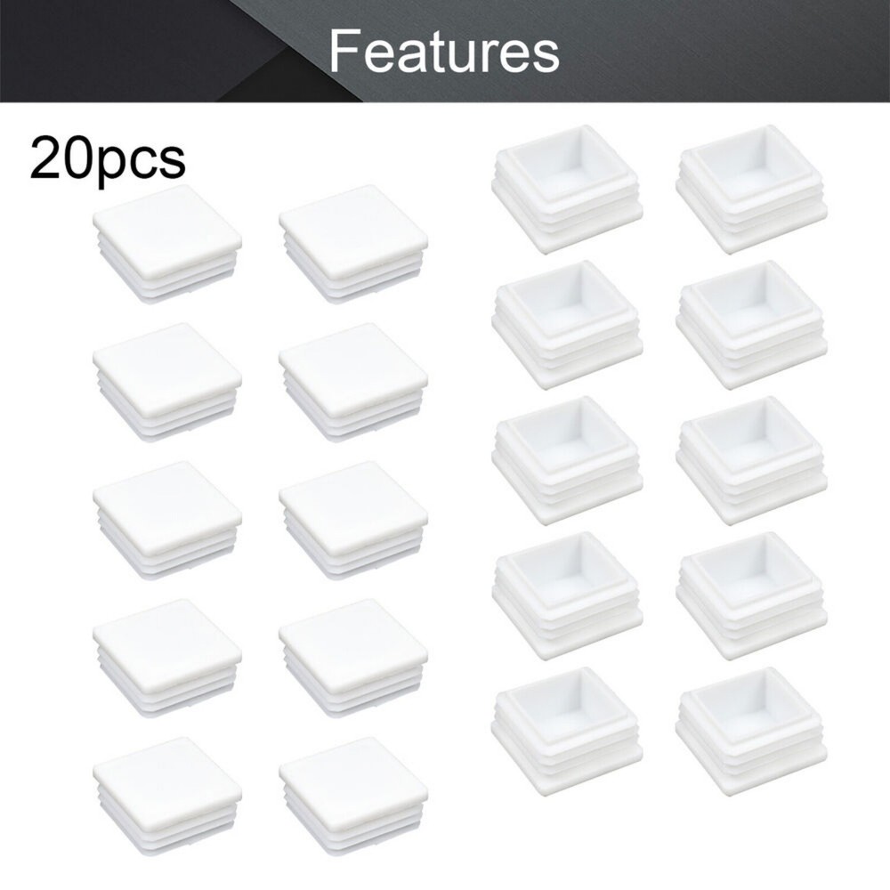 8/20Pcs Square Tube Hole Plug Plastic End Cap for Chair Table Glide Insert