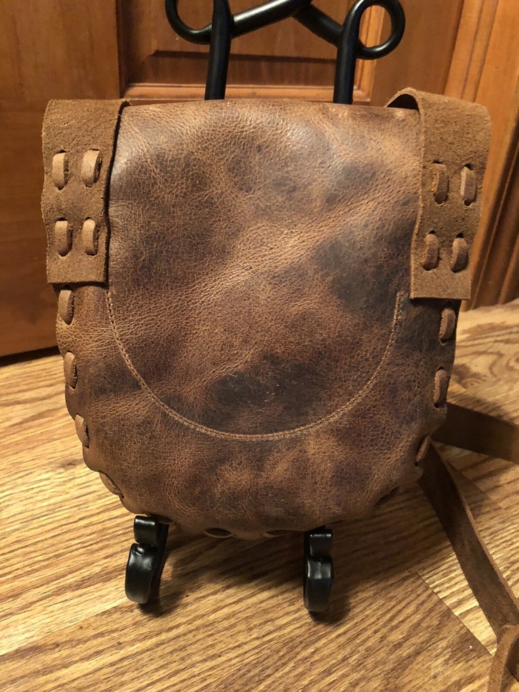 Handcrafted brown Leather Bag, muzzleloading hunting possible bag,black powder