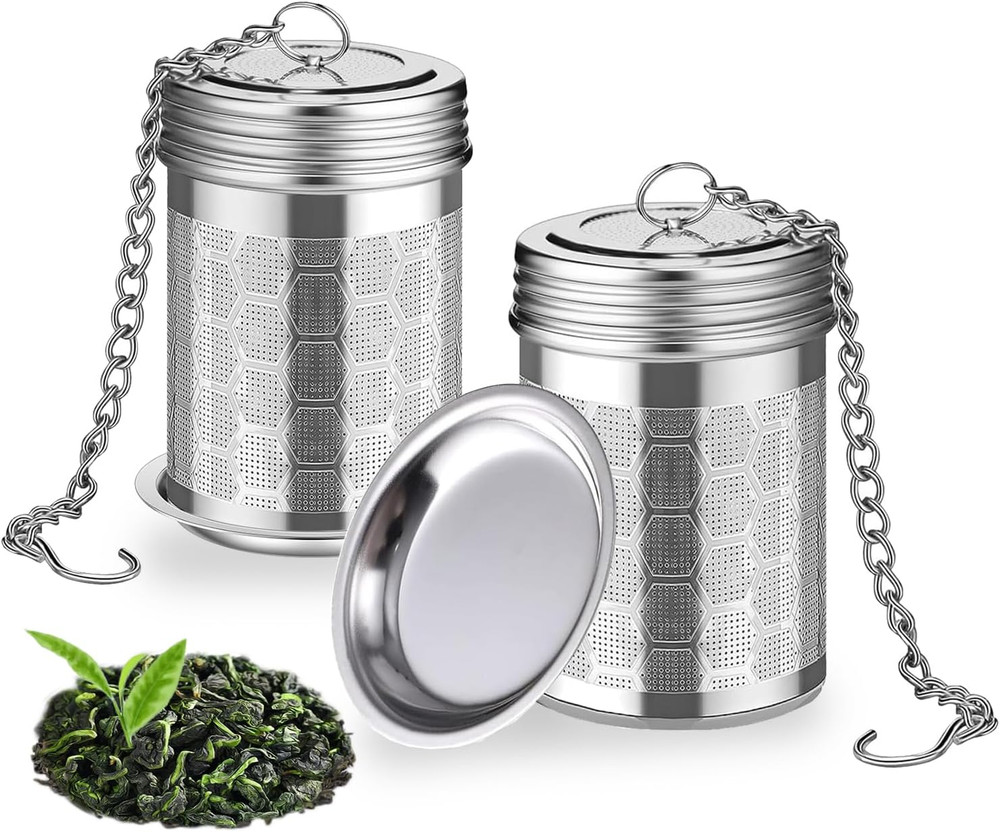 2 Pack Tea Infuser for Loose Tea, Extra Fine Mesh Tea Strainers with Drip Trays,