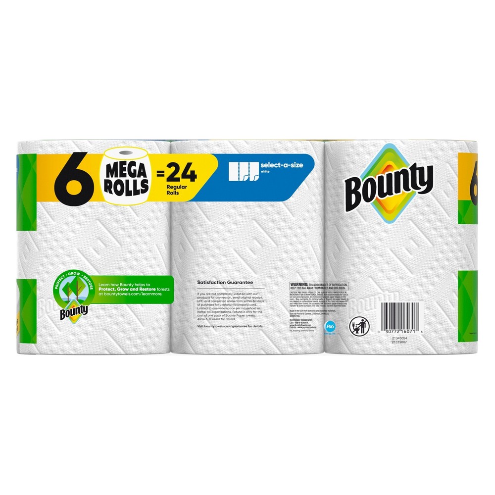 Paper Towels Select-A-Size White, 6 Mega Rolls, 164 Sheets Per Roll