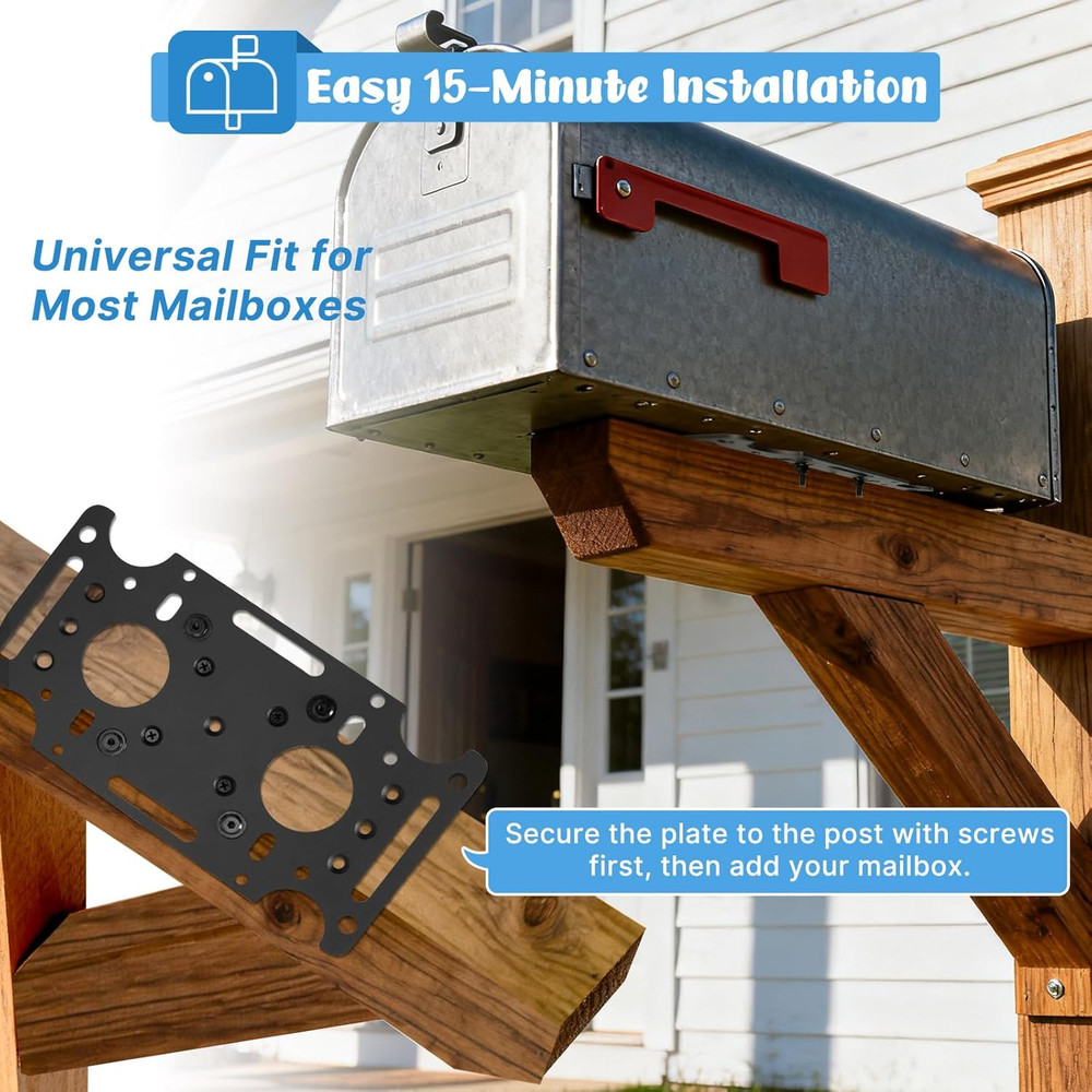Mailbox Post Mount Bracket, Plate for Mounting Board Mailboxes & Accessories, Co