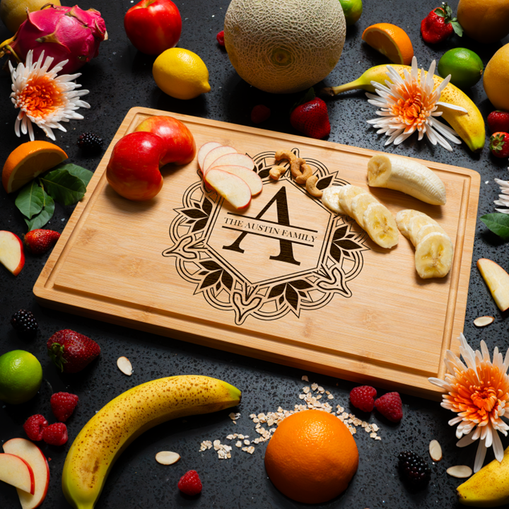 Custom Bamboo Cutting Board Personalized Charcuterie Board Engraved Wedding Gift