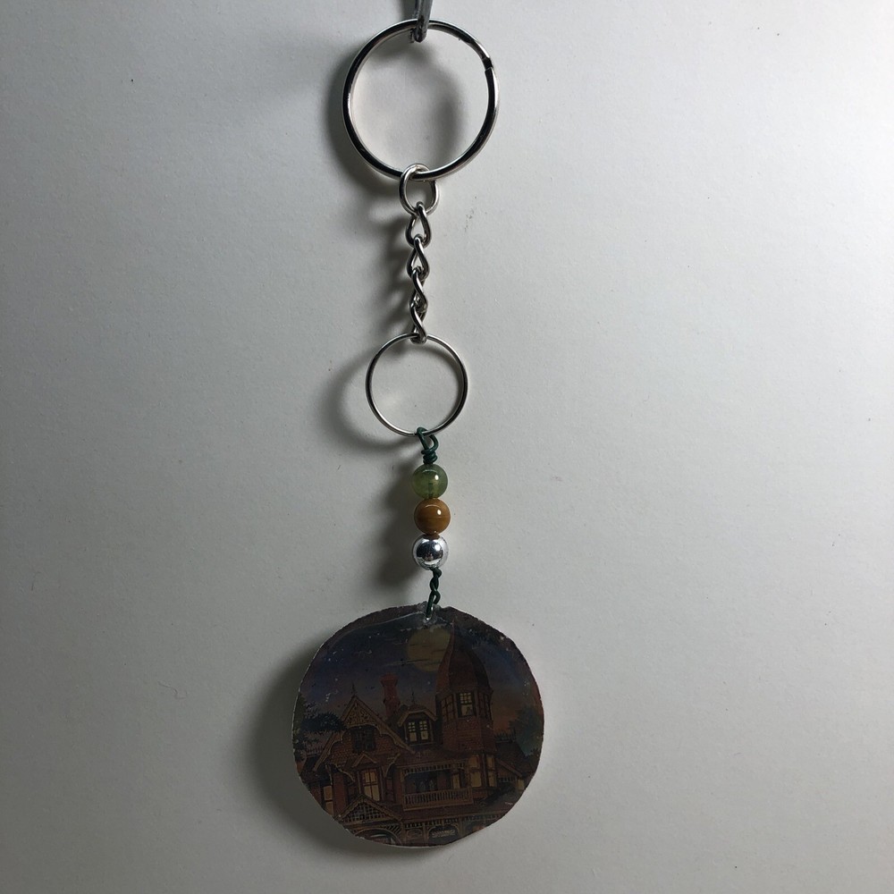 Old Haunted House Key Chain
