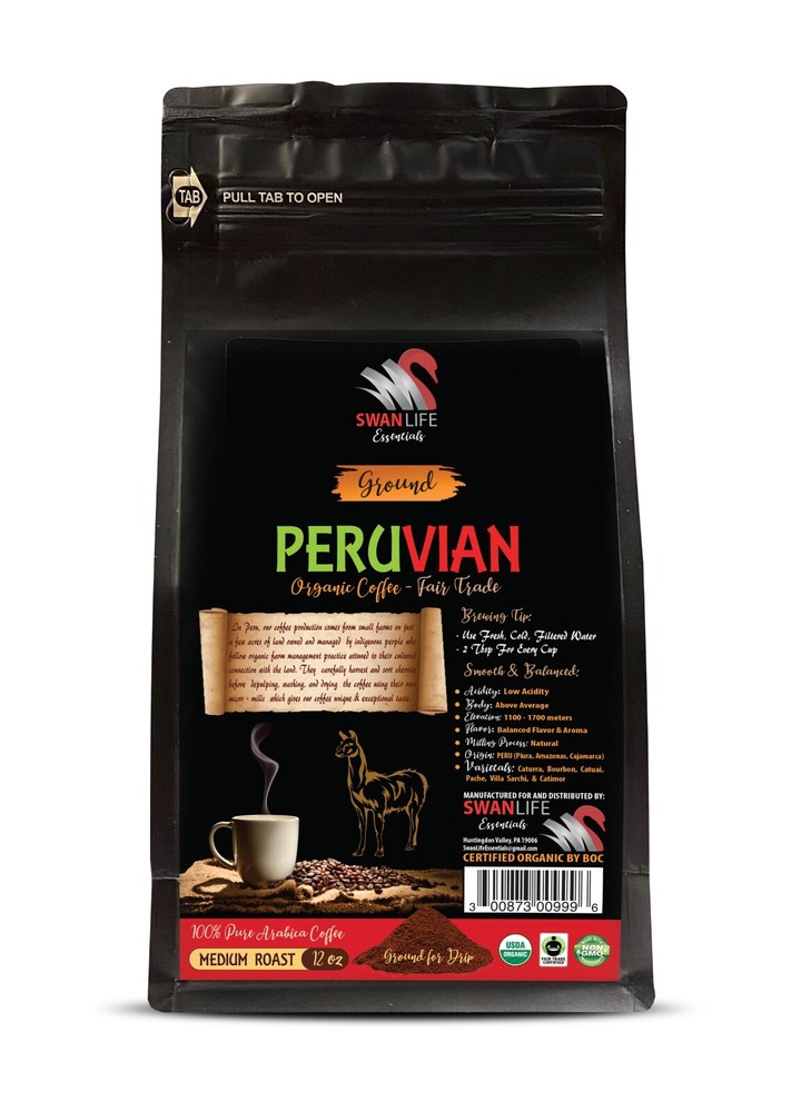 Andean coffee - PERUVIAN GROUND ORGANIC COFFEE - Balanced coffee 1 Pack