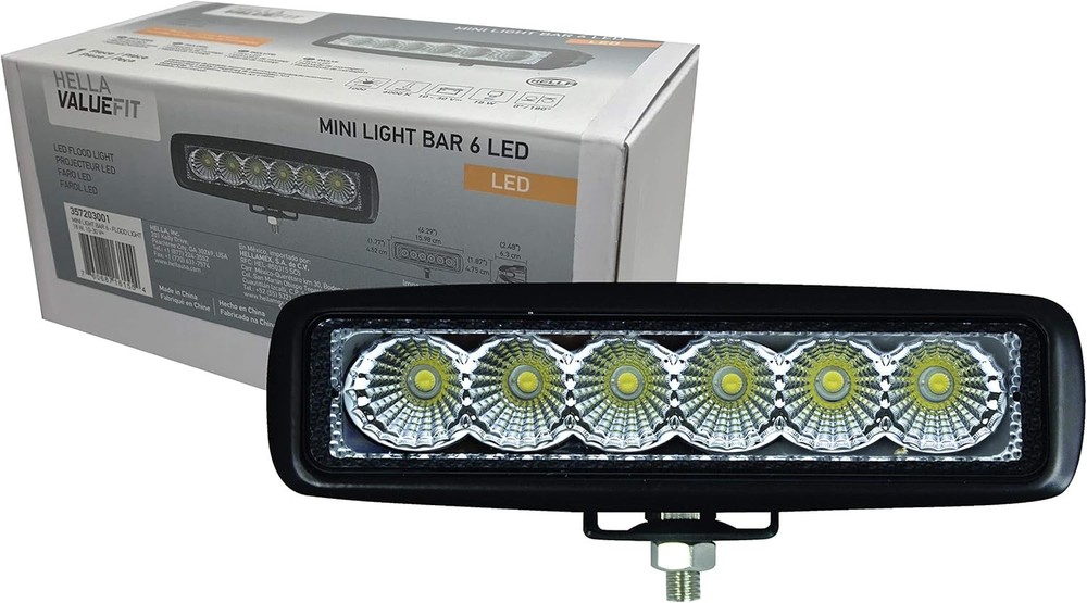 Hella Lights Mini Light Bar 6LED Flood Black