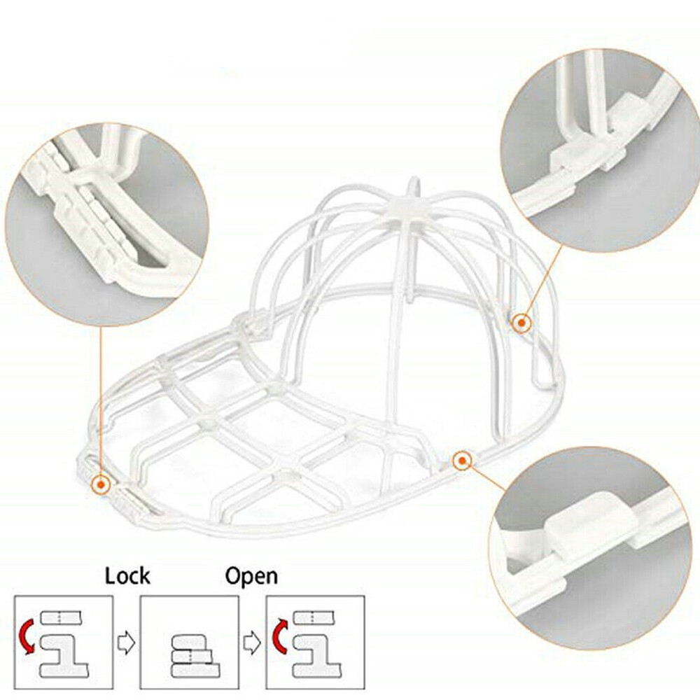 US 4-8 Pc Sturdy Plastic Frame Cage Baseball Cap Washer Cleaner Protector Holder