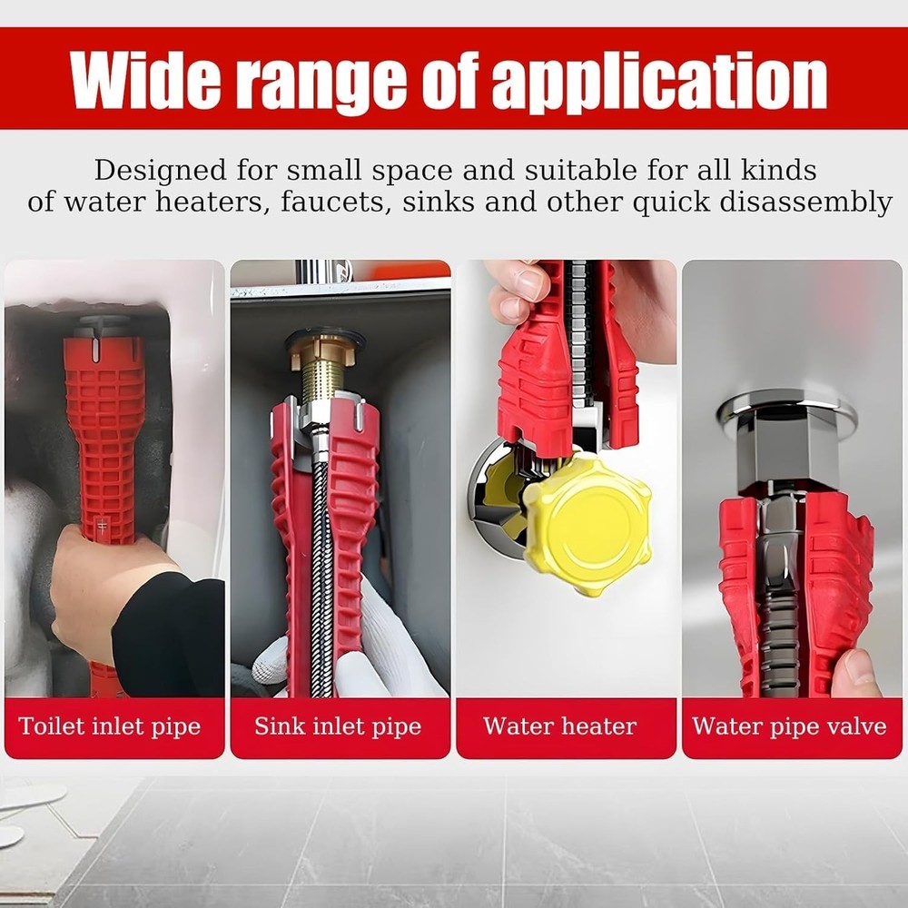 Tap Spanner Tool, 12-in-1 Multi-Functional Faucet Wrench, Comfortable Grip