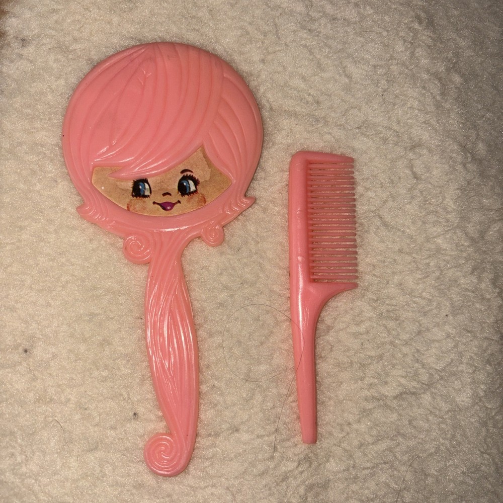 🌹vintage pretend vanity mirror and comb