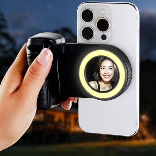 Magnetic Selfie Ring Light Phone Camera Grip Handle with Wireless Bluetooth