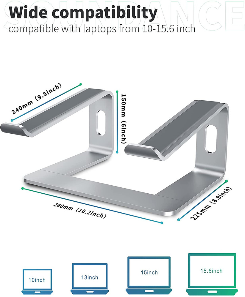 Laptop Stand, Aluminum Computer Riser, Ergonomic Laptops Elevator for Desk, Meta