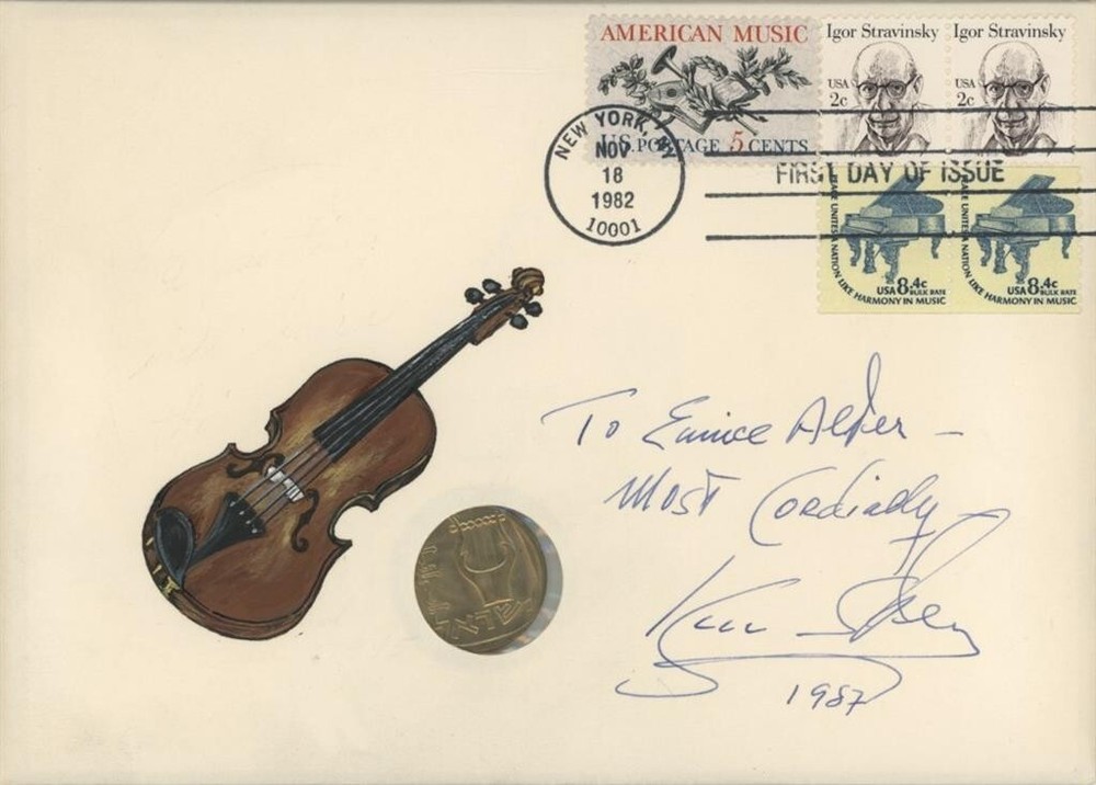 Isaac Stern- Hand Painted Signed First Day Cover