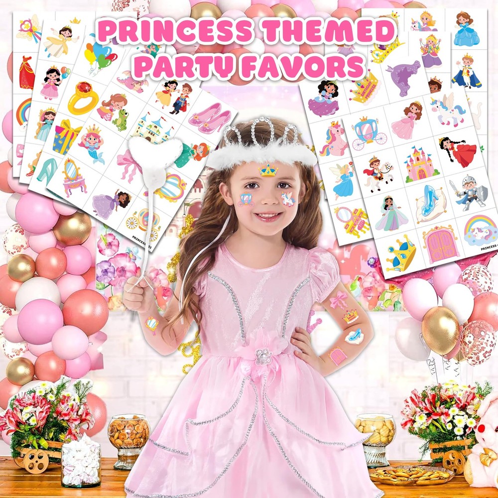 96 PCS Cute Princess Pre-Cut Temporary Tattoos for Kids | Medium, Multiple