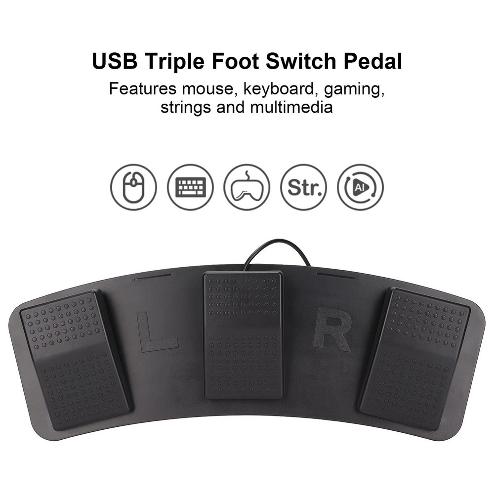 USB Triple Foot Switch Pedal, PC Triple Foot Switch Programmable Computer com...