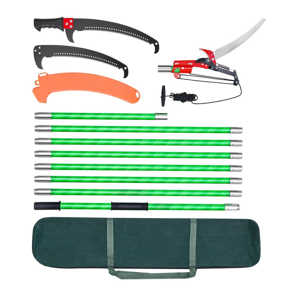 Manual Pole Saw, 3.87-27 ft Extendable Pole Tree Pruner with Scissors, Sharp 65M