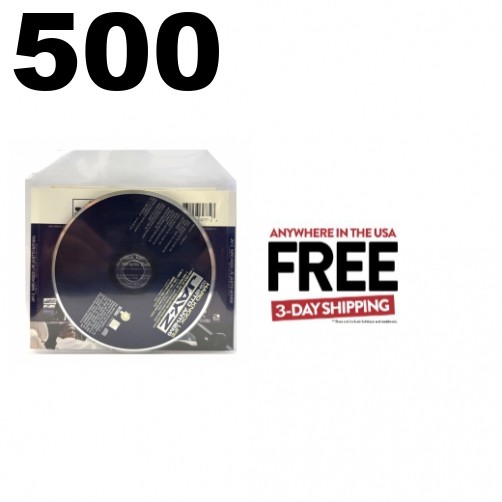 500 CPP Clear Plastic Sleeve w Flap 6x5 Fits CD Insert, Booklet & Disc *1-3 DAYS