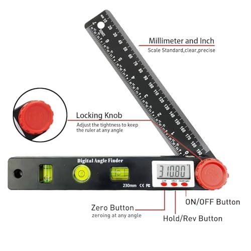 Digital Angle Finder Protractor-7inch 0-360 °LCD Digital onesize Black 2