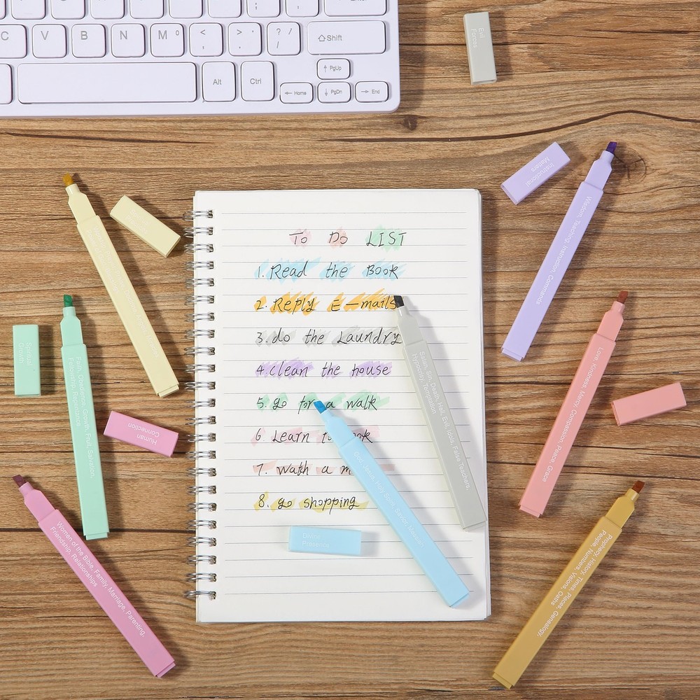 Mr. Pen- Bible Highlighters with Color-Coding System, 8 8 Pack, Soft Pastel