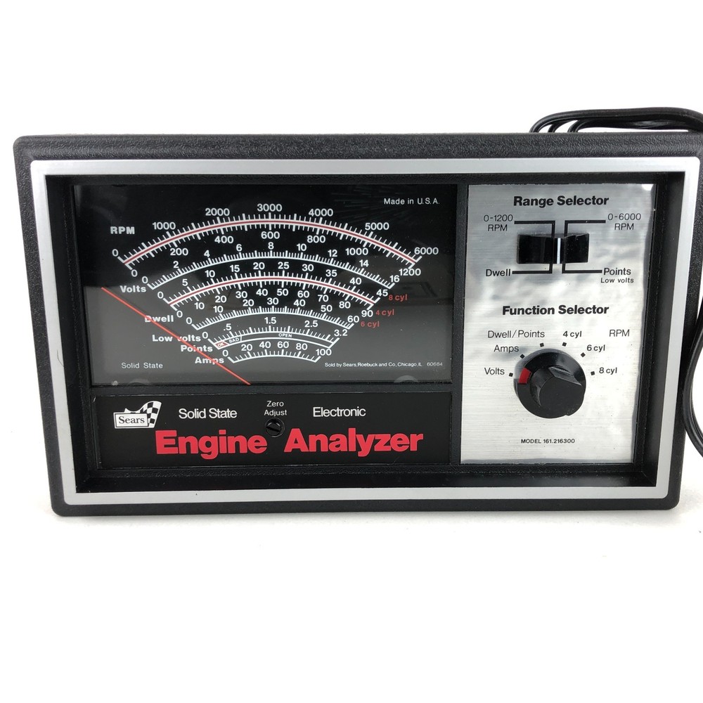 Vintage Sears Engine Analyzer USA Model 28-2163 Solid State Box & Manual NICE!
