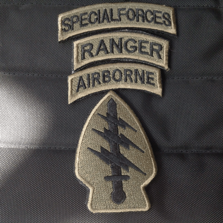 USA Special Forces & Airborne &Ranger Tabs Embroidered Hook & Loop PATCH