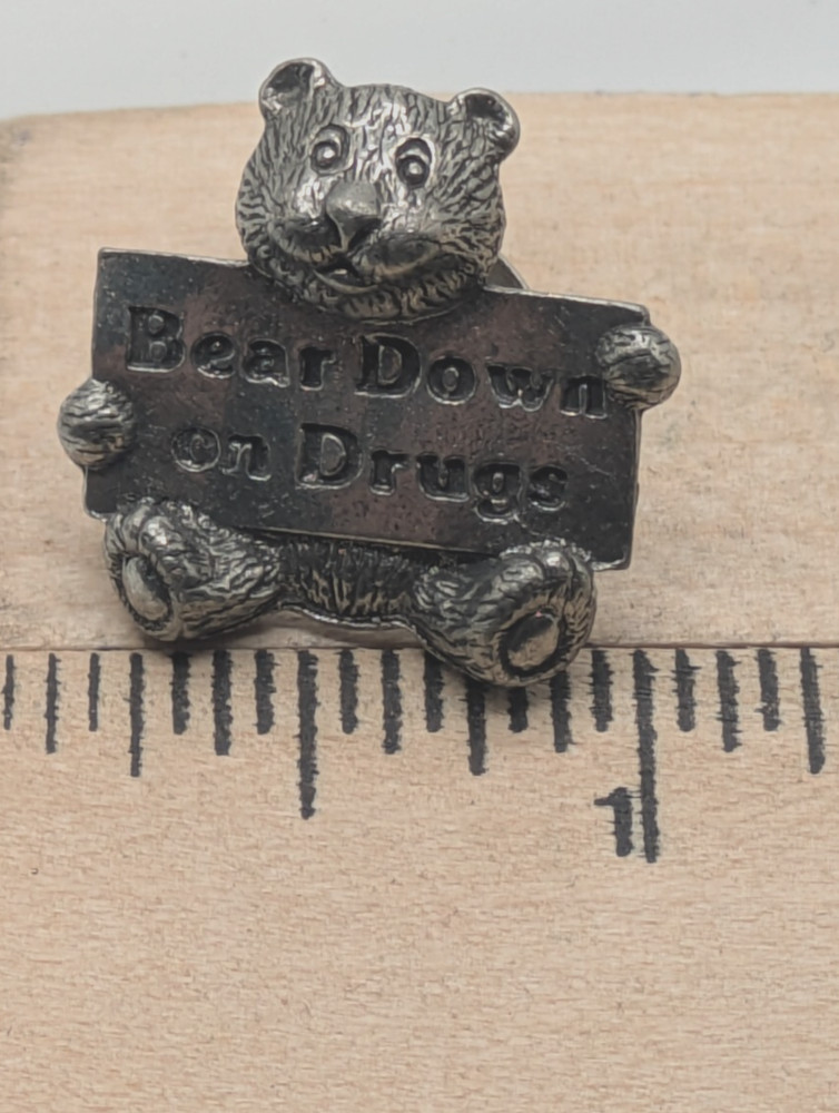 Bear Down on Drugs Lapel Pin