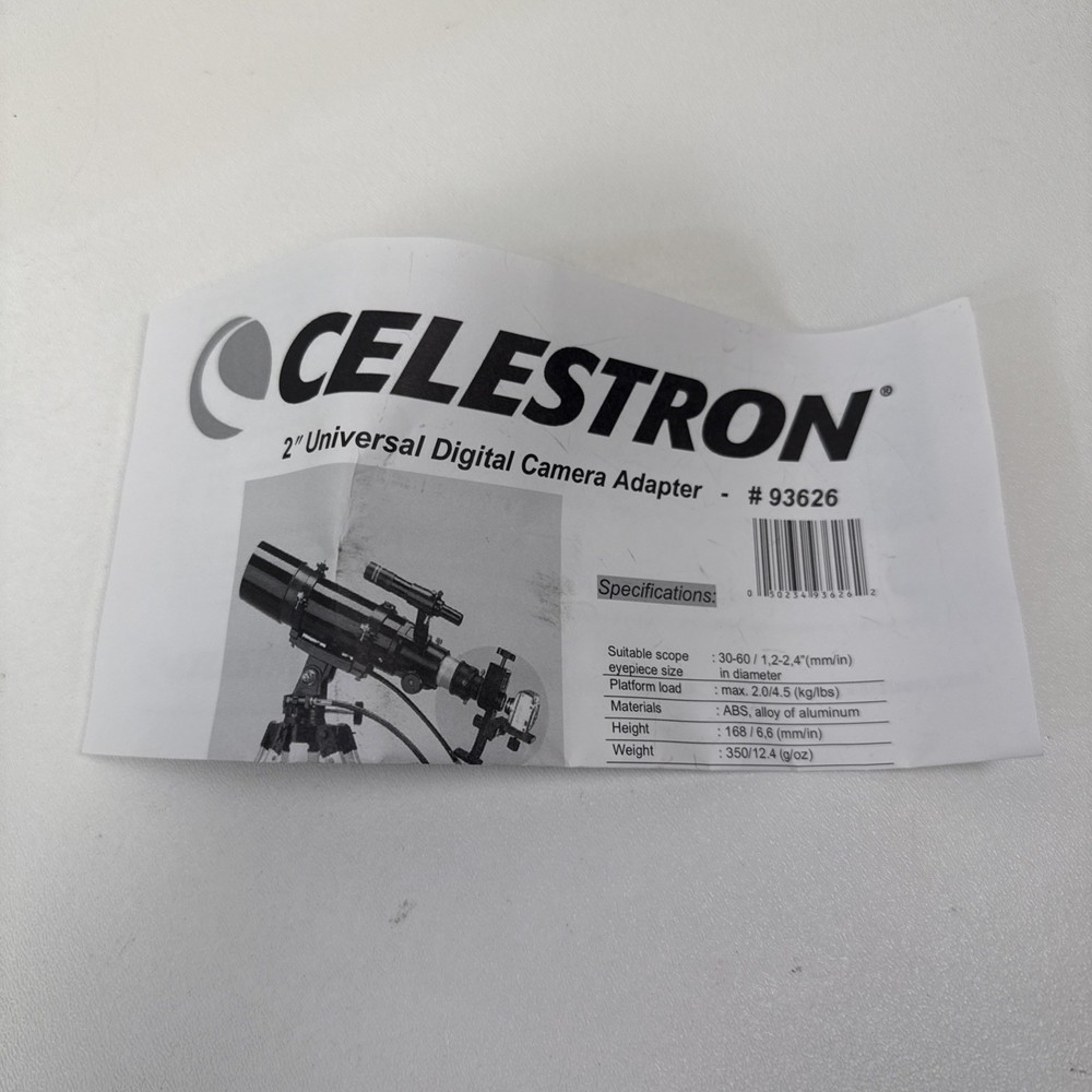 Celestron 93626 Universal Digital Camera Adapter, Attach To Telescopes