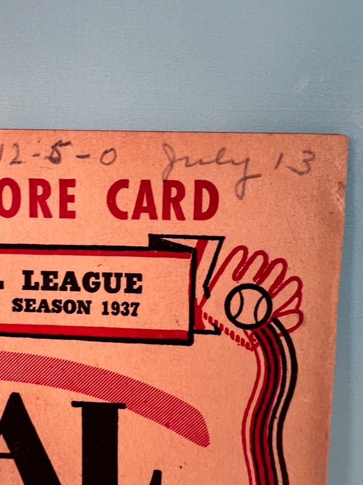 🔥13 July 1937 Brooklyn Dodgers v Braves Baseball Program Scored HIGH GRADE 🔥