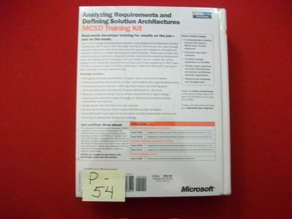 SEALED MICROSOFT MCSD TRAINING KIT-ANALYZING REQUIREMENTS & DEFINING SOLUTIONS
