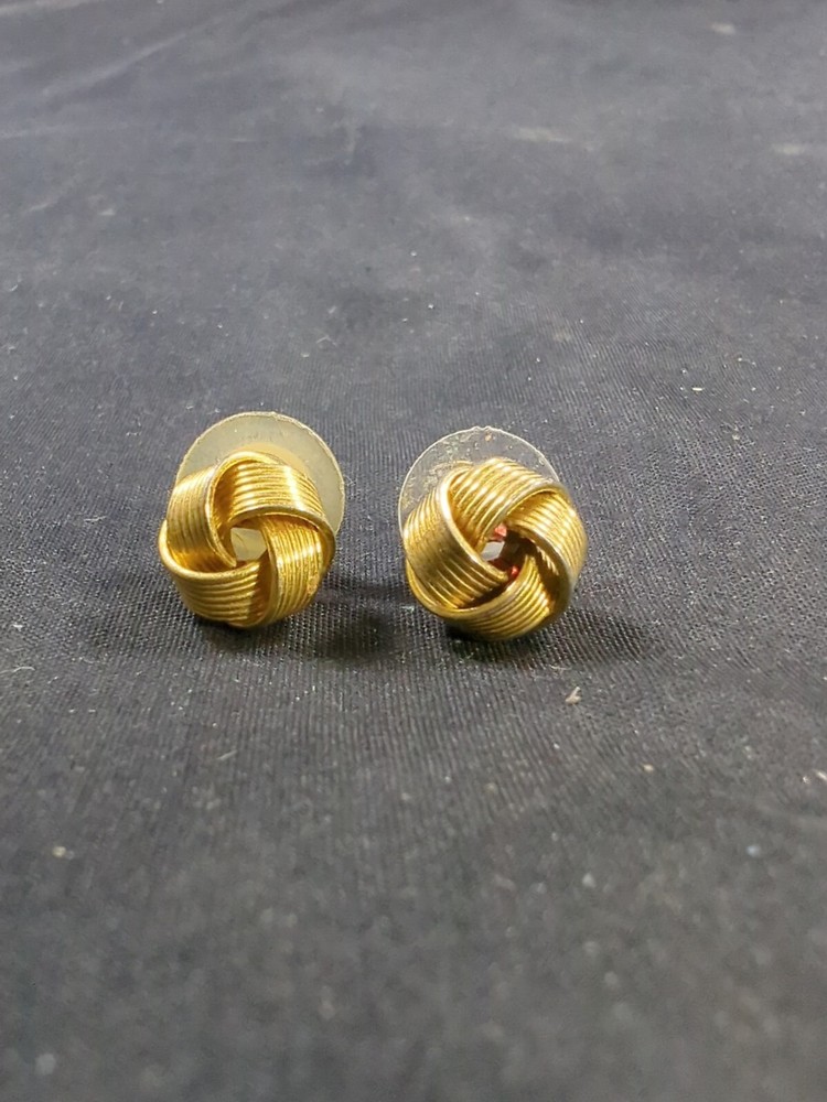 Vintage Earrings Gold Colored Knot  Design Slide Back