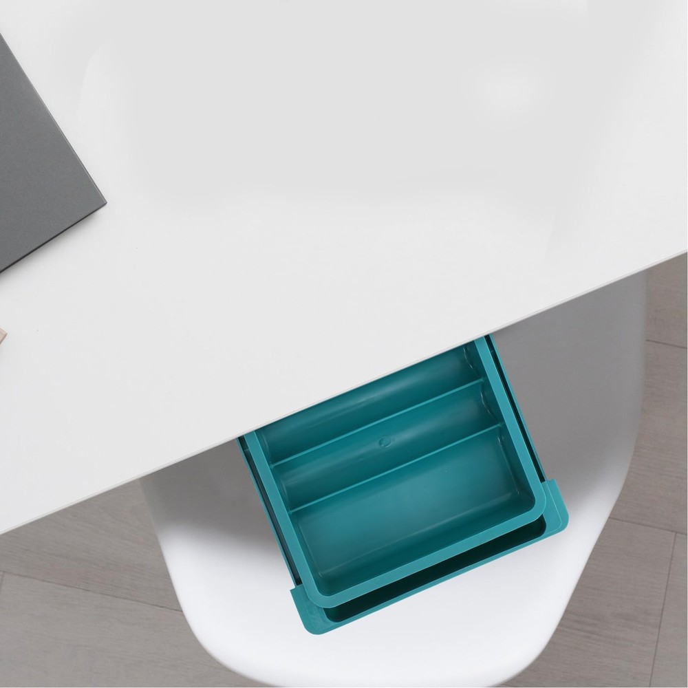 Under Desk Table Drawer Storage Organizer, Large Plastic 3 Layers Slide Out A...