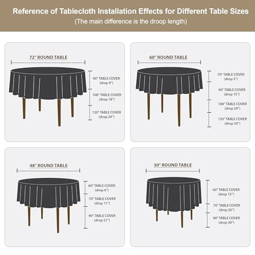 210GSM Round Table Cloth, Water Resistance Microfiber 60" (Round) Grey