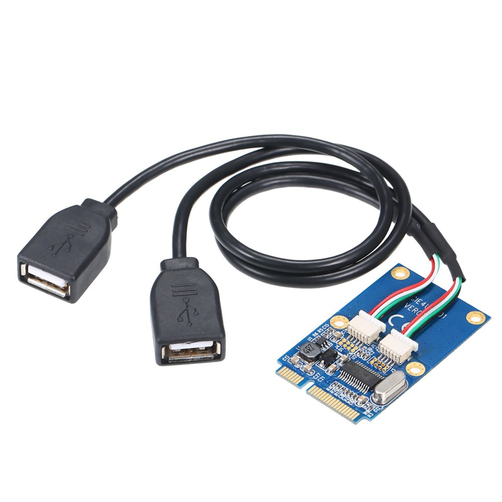1Pack Mini PCI-E PCI Express to 5 Pin Dual USB 2.0 Adapter Riser Card Extender b