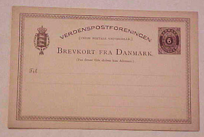 DENMARK  POSTAL CARD #11BIB MINT cat.$20.00