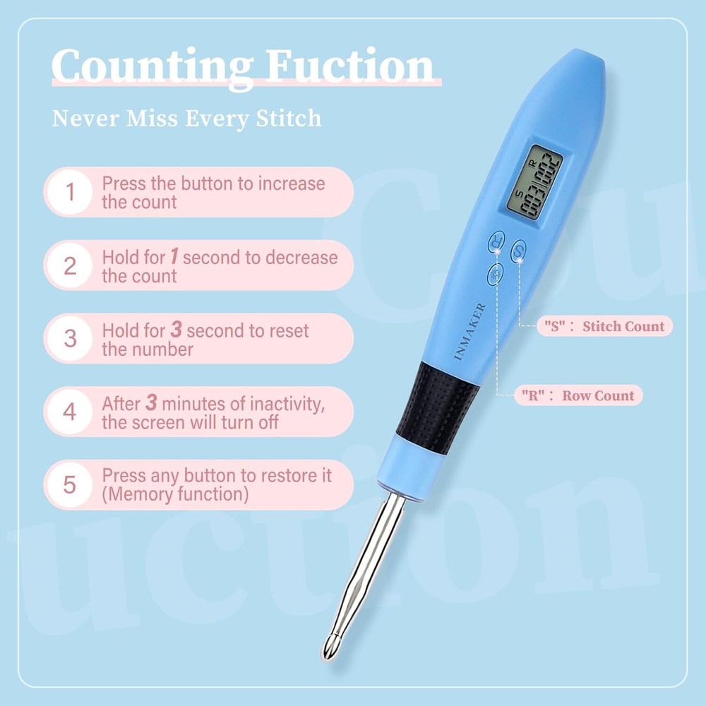 Travel-Friendly Crochet Hooks with LED Lights and Easy Counting Functionality