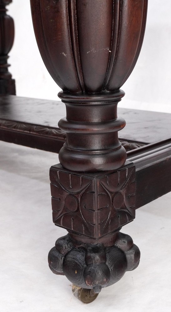 Jacobean Finely Carved Massive Solid Mahogany Partners Desk