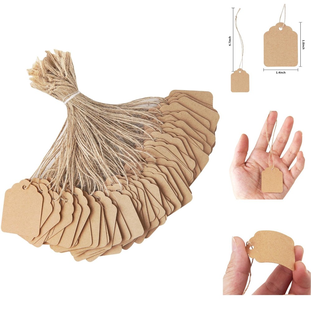 500PCS Kraft Paper Hang Tags with String - Essential for Pricing & Labeling